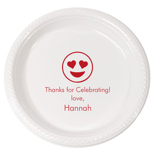 Personalized Heart Eyes Emoji Plastic Plates